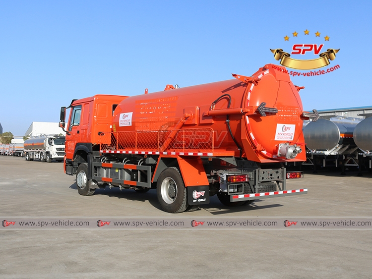 SPV-Vehicle - 12,000 Litres Sewage Vacuum Truck SINOTRUK HOWO - Left Back Side View SPV-Vehicle - 12,000 Litres Sewage Vacuum Truck SINOTRUK HOWO - Left Back Side View